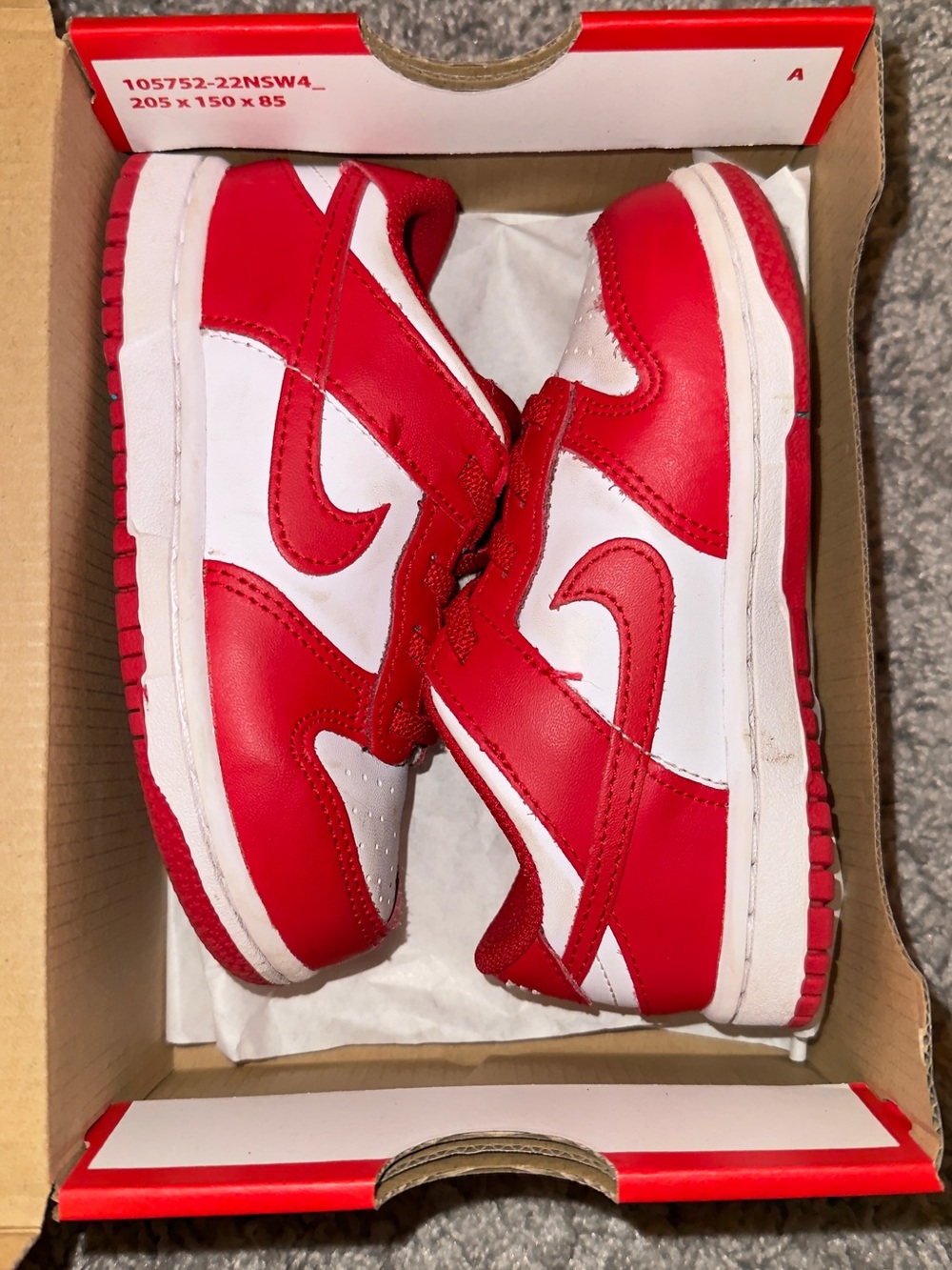 Toddler Red and White Nike Dunk Low